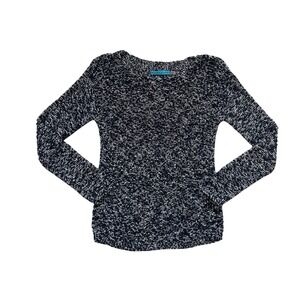 Alice + Olivia Scoop neck knit pullover longsleeve sweater black white XS